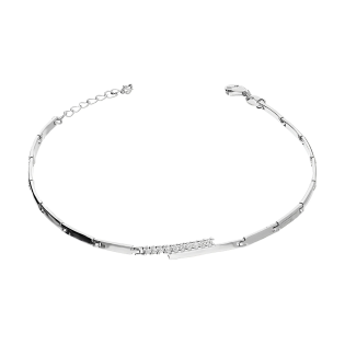 Bransoleta srebrna gładkie blaszki i rząd cyrkonii PW360-1 ROD próba 925