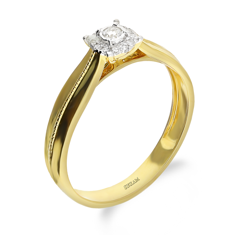 Pierścionek zaręczynowy z białymi diamentami w kole LC MR29780 Y próba 585