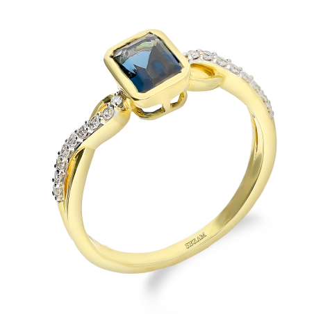 Pierścionek zaręczynowy z topazem i diamentami LC P2424-301506 LBTY prostokąt próba 585