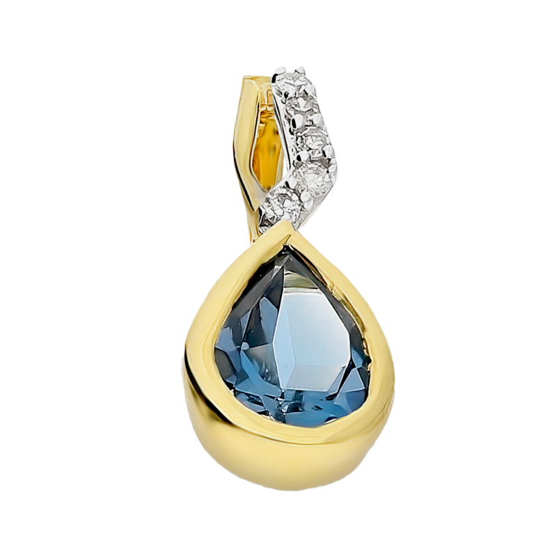 Wisiorek złoty z topazem i diamentami LC P2447-2439 LBTY kropla próba 585