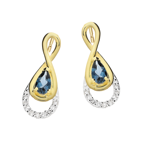 Kolczyki złote z topazem i białymi diamentami/sztyft LC P335674-360728 LBTY próba 585