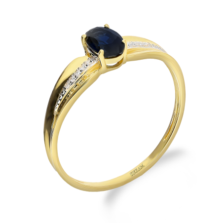 Pierścionek zaręczynowy z szafirem i diamentami LC PR69159 SAPY owal próba 585