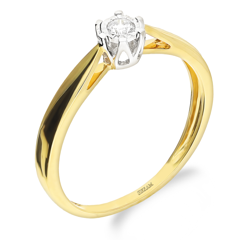 Pierścionek Zaręczynowy z Żółtego Złota z Diamentem - JubilerSezam.pl