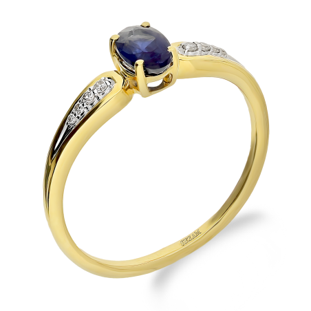 Pierścionek zaręczynowy z owalnym szafirem i diamentami LC RR55115 SAPY owal próba 585