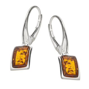 Kolczyki srebrne miodowy bursztyn w ramce/big.zam. MG 171-miodowy próba 925