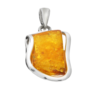 Srebrna Zawieszka z Bursztynem Miodowy pr. 925 - JubilerSezam.pl