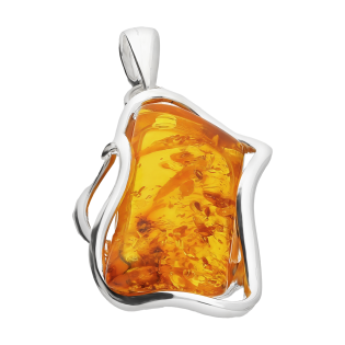 Zawieszka srebrna bursztyn miodowy w srebrnej oprawie AG MG 289-miodowy próba 925