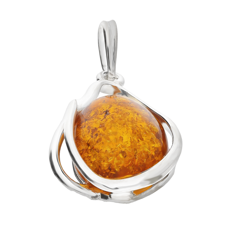 Zawieszka srebrna okrągły miodowy bursztyn MG 290-miodowy próba 925