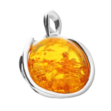 Srebrna Zawieszka z Bursztynem Miodowym pr. 925 - JubilerSezam.pl
