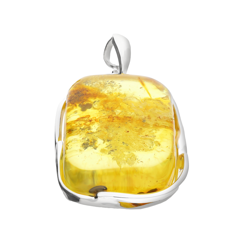 Zawieszka srebrna z miodowym bursztynem z chmurką MG 297-miodowy-chmurka próba 925