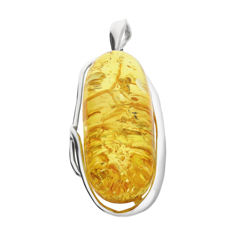 Zawieszka srebrna z owalnym miodowym bursztynem MG 299-miodowy-chmurka próba 925