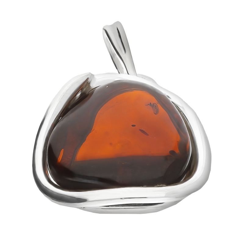 Zawieszka srebrna z trójkątnym bursztynem koniakowym AG MG 304-koniakowy próba 925