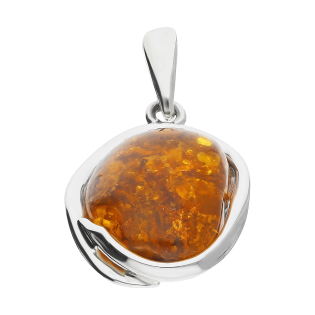 Zawieszka srebrna z bursztynem koniakowym MG 306-koniakowy próba 925