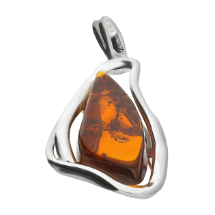 Zawieszka srebrna bursztyn koniakowy w srebrnej oprawie MG 308-koniakowy próba 925