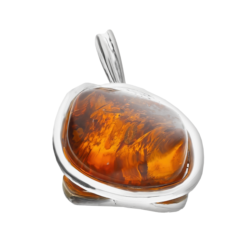 Srebrna Zawieszka z Bursztynem Koniakowym pr. 925 - JubilerSezam.pl