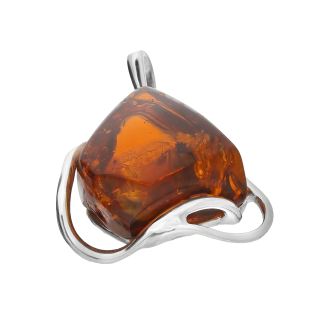 Srebrna zawieszka z bursztynem koniakowym pr. 925 - JubilerSezam.pl
