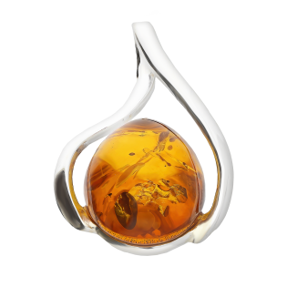 Zawieszka srebrna z bursztynem koniakowym w oprawie MG 319-koniakowy próba 925