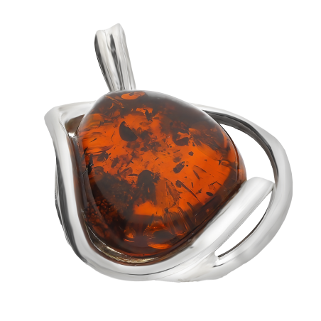 Zawieszka srebrna owalny bursztyn koniakowy MG 320-koniakowy próba 925