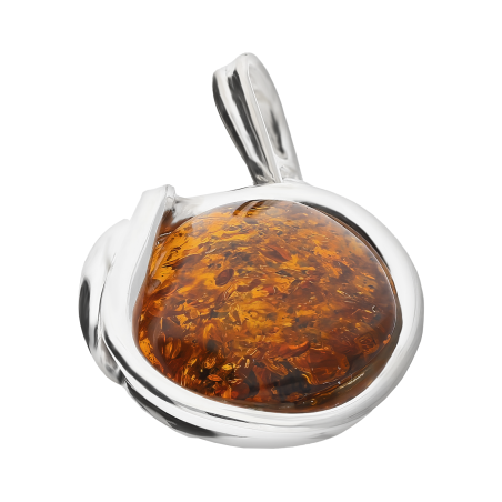 Zawieszka srebrna z koniakowym bursztynem koniakowym MG 322-koniakowy próba 925