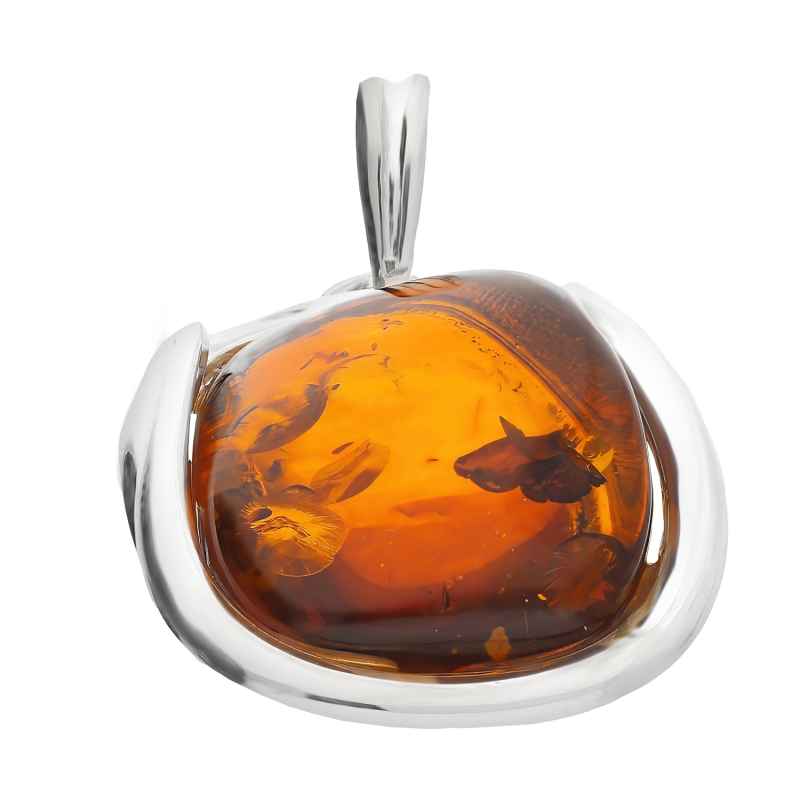 Zawieszka srebrna bursztyn koniakowy w srebrnej oprawie AG MG 331-koniakowy próba 925