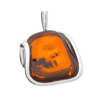 Zawieszka srebrna z prostokątnym bursztynem koniakowym MG 332-koniakowy próba 925