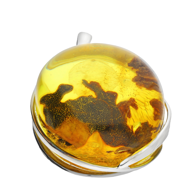 Srebrna zawieszka z bursztynem miodowym próby 925 - JubilerSezam.pl