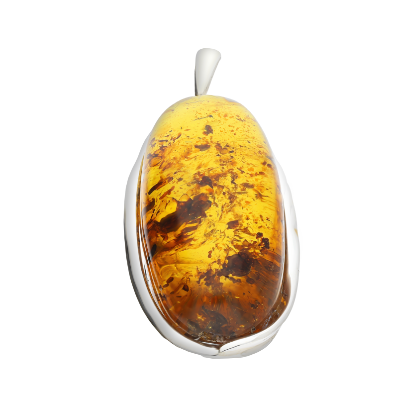 Srebrna Zawieszka z Bursztynem Miodowym - JubilerSezam.pl