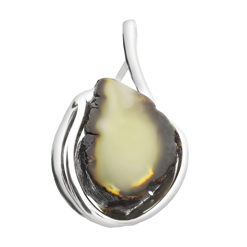 Srebrna Zawieszka z Bursztynem Mlecznym pr. 925 - JubilerSezam.pl