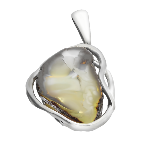 Zawieszka srebrna z mlecznym bursztynem MG 343-mleczny-plaster próba 925