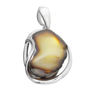 Srebrna zawieszka z bursztynem mlecznym pr. 925 - JubilerSezam.pl