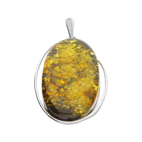 Zawieszka srebrna z żółto-czarnym bursztynem AG MG 346-żółto-czarny próba 925