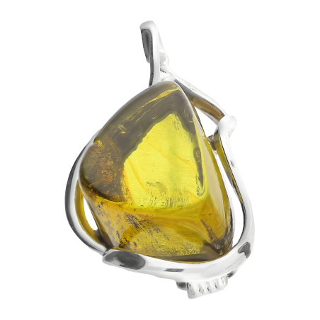 Broszka srebrna bursztyn zielono-czarny w srebrnej oprawie MG 350-zielono-czarny próba 925