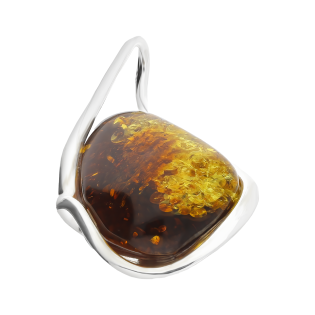 Zawieszka srebrna owalny bursztyn koniakowo-zielony MG 366-koniakowo-zielony próba 925