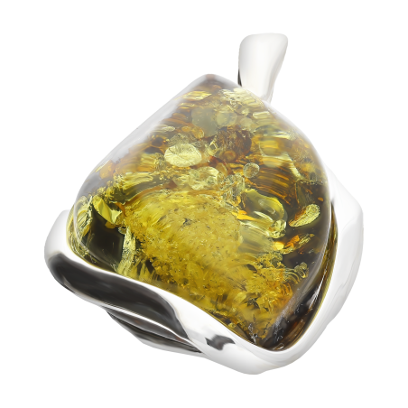 Zawieszka srebrna z zielonym bursztynem w formie kropli AG MG 371-zielony próba 925