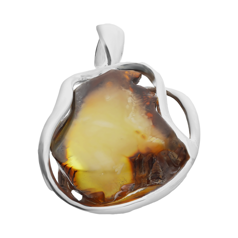 Zawieszka srebrna nieregularny bursztyn mleczny MG 379-mleczny-plaster próba 925