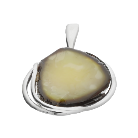 Zawieszka srebrna owalny mleczny bursztyn MG 380-mleczny próba 925