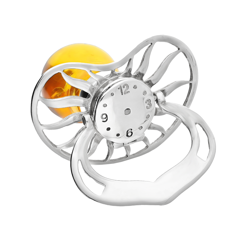 Srebrny Smoczek z Bursztynem Koniakowym pr. 925 - JubilerSezam.pl