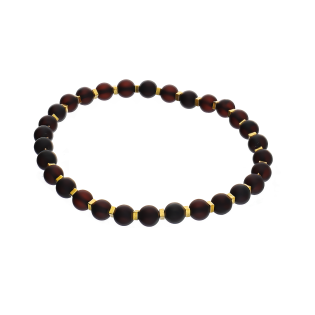 Bransoletka z Bursztynem i Hematytem Pozłacana - JubilerSezam.pl