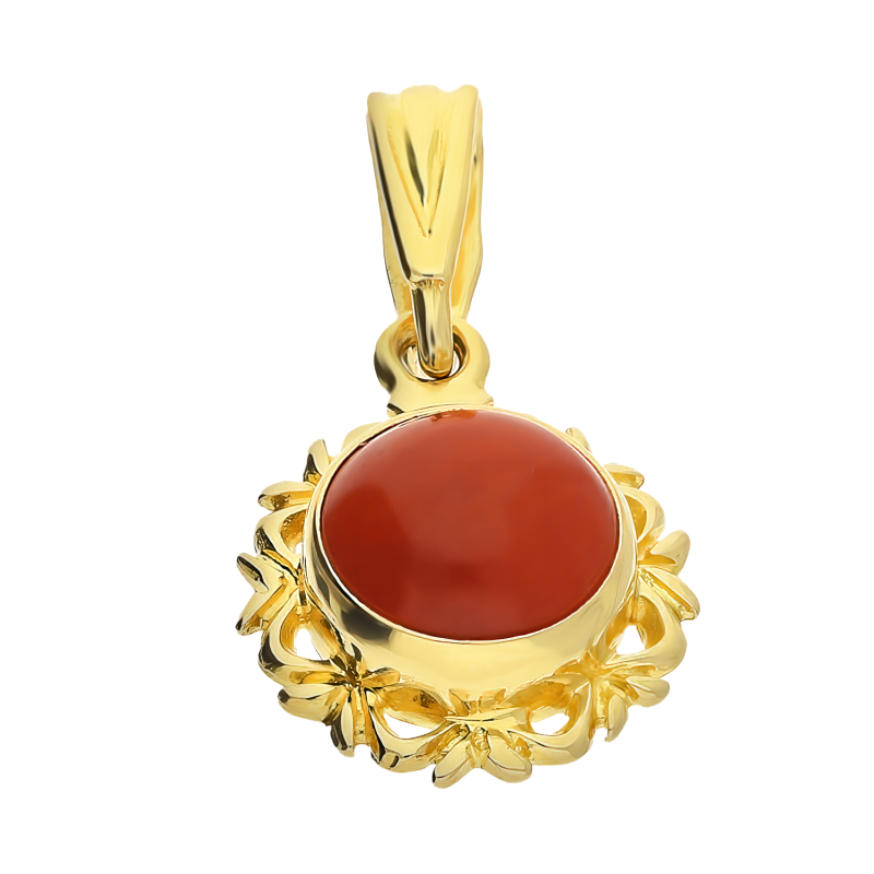 Zawieszka złota z koralem w ozdobnej oprawie OK15 próba 585