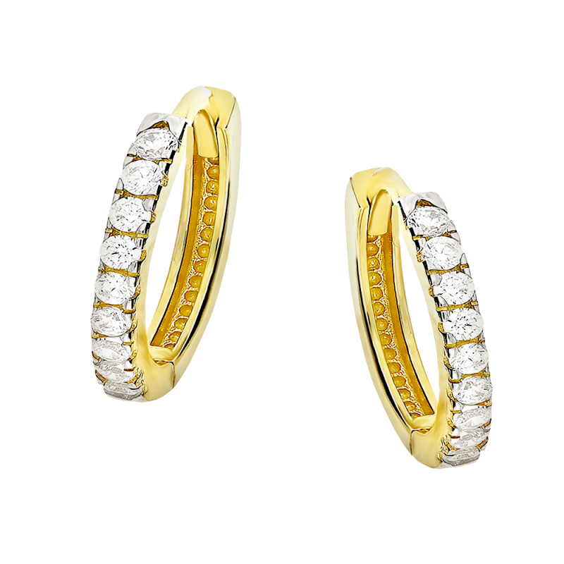 Złote kolczyki kółka z cyrkoniami pr. 375 - JubilerSezam.pl