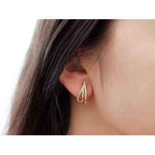 Kolczyki złote kropla z gładkimi i grawerowanymi paskami/ang.zap. CI 10350B próba 585