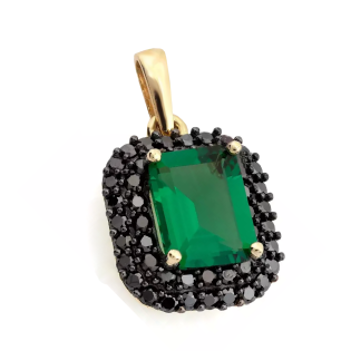 Zawieszka złota szmaragd z czarnymi cyrkoniami CI 9055C-2529C EM próba 585
