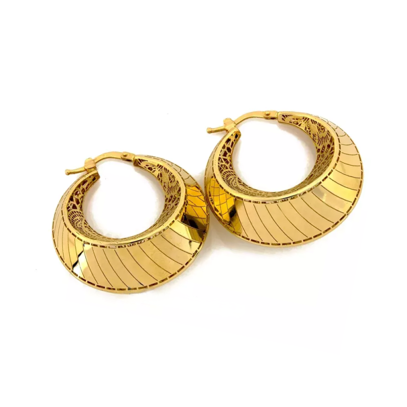 Kolczyki złote taflowane kółko z ornamentem/ang.zap. CI 12122 próba 585