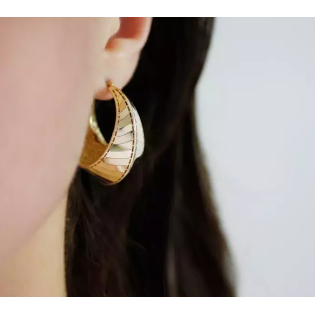 Kolczyki złote taflowane kółko z ornamentem/ang.zap. CI 12122 próba 585