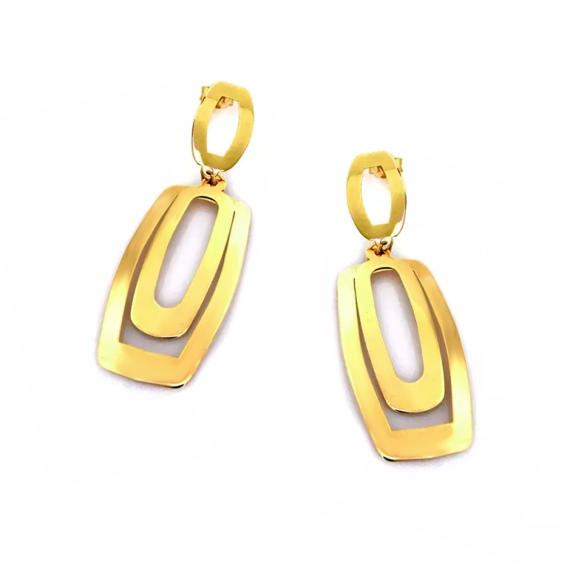 Kolczyki złote dwa obłe prostokąty/sztyft CI 11618 próba 585