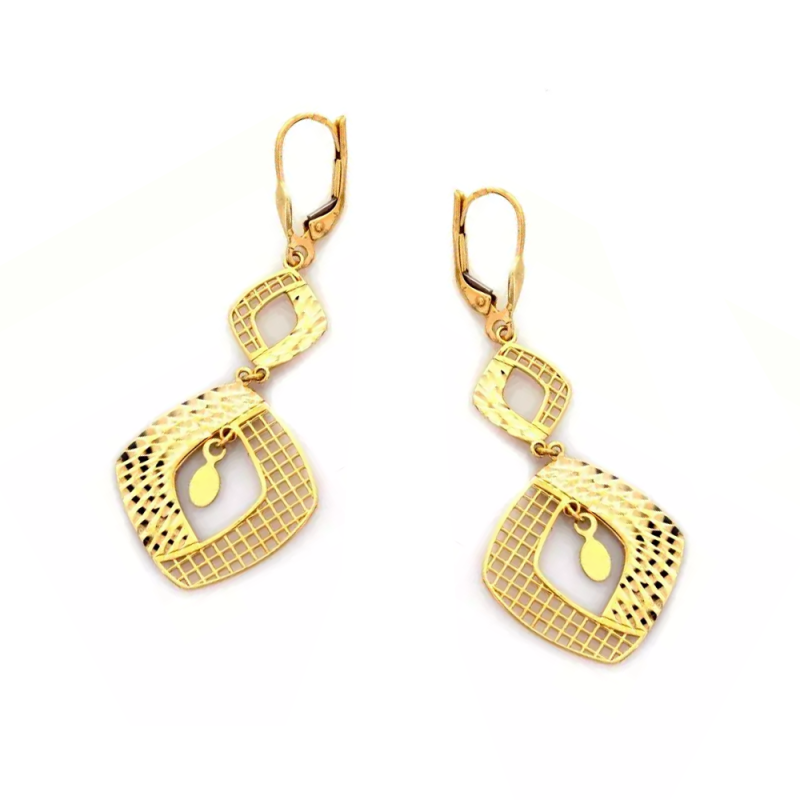 Kolczyki złote ażurowe romby/big.zam. CI 8579 próba 585