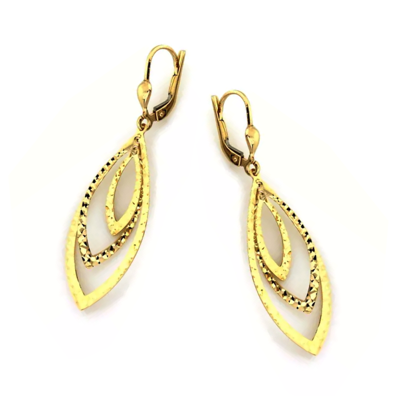 Kolczyki złote trzy ruchome grawerowane łezki/big.zam. CI 9552 próba 375