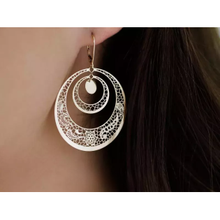 Kolczyki złote dwa ażurowe koła z ornamentem/big.zam. CI 12120 próba 585