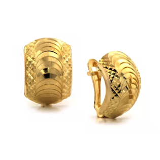 Złote kolczyki blaszki bułeczki z grawerem pr. 585 - JubilerSezam.pl
