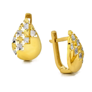 Kolczyki złote blaszka kropla z grawerem/ang.zap. CI 12058A próba 585